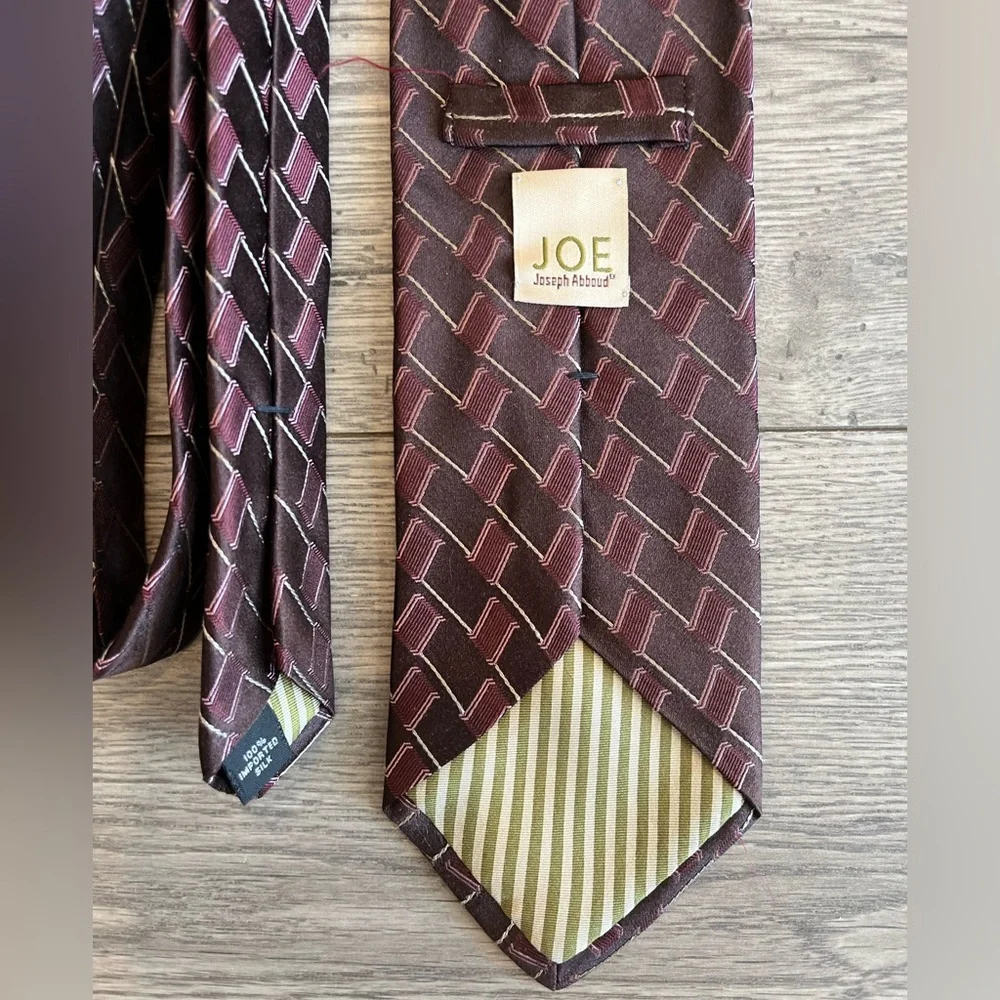 Joseph Abboud Men’s Neck Tie Geometric Print Square Silk Workwear Dressy Formal